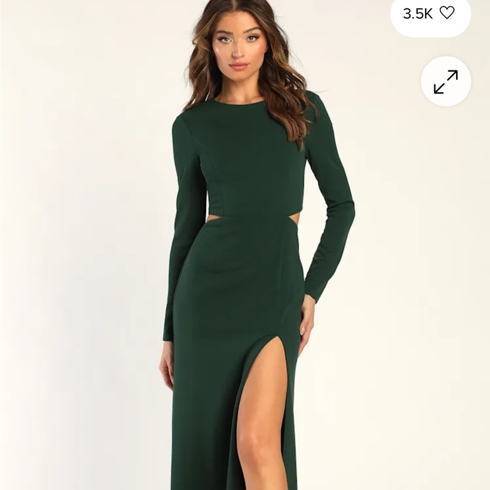Lulus Going for the Wow Emerald Green Long Sleeve Cutout Maxi Dress